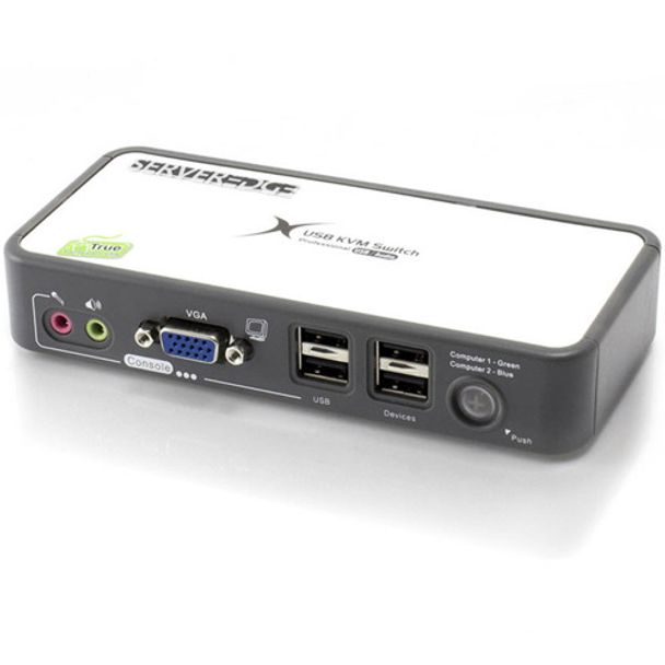Serveredge KD02UVH2 2-Port USB / VGA Desktop KVM Switch With Audio & USB Hub2.0 - Includes Cables
