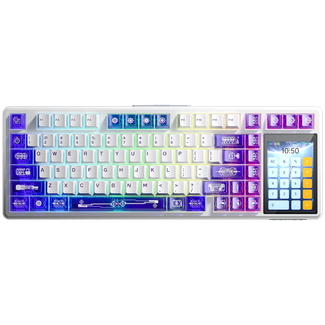 AULA L99-WP-C L99 Tri-mode Mechanical Wireless Keyboard White+Purple Keycaps Caramel Latte Switch with 3.98" Display