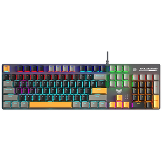 AULA S500-BY-B S500 Wired Zoned RGB Mechanical Keyboard Black+Yellow+Grey Keycaps Blue Switch