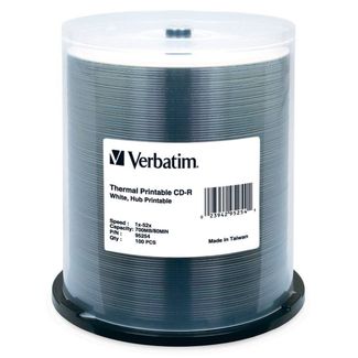 Verbatim 95254 CD-R 700MB White Wide Thermal Printable 52x - 100 Pack