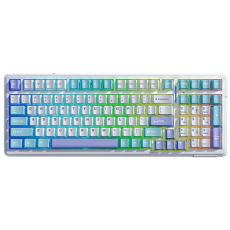 AULA F99-BD-G F99 Wireless Tri-Mode Gasket Mechanical Keyboard Light Blue+White+Dark Purple Keycaps