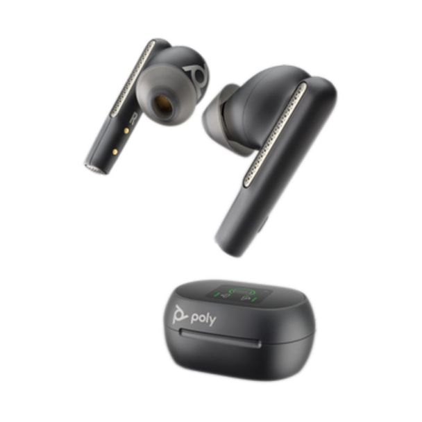 Poly 7Y8H0AA Voyager Free 60+ UC M Carbon Black Earbuds + BT700 USB-C Adapter + Touchscreen Charge Case