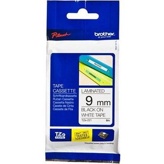 Brother TZE221 Brother TZ-221 P-touch Tape 3/8 In X 26 Ft Black On White