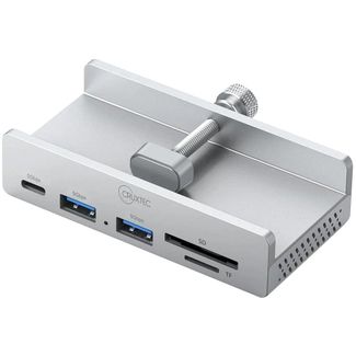 Cruxtec TC3-1C2ATS-SV 5-Port Clamp-Mounted USB 3.0 Hub with Type-C Power Port and Card Reader