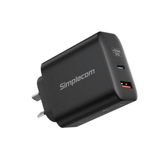 Simplecom CU265 Dual Port PD 65W GaN Fast Wall Charger USB-C+ USB-A For Phone Laptop