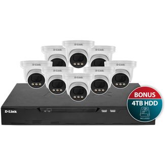 D-Link DNR16P-8MP-4TB Vigilance Surveillance Kit with 16CH NVR and Eight 8MP Turret Cameras with 4TB HDD