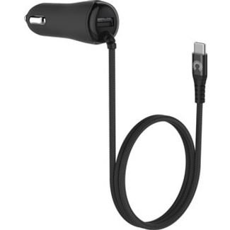 Comsol CCDQAC Dual Port Car Charger with Fixed 1m USB-C Cable