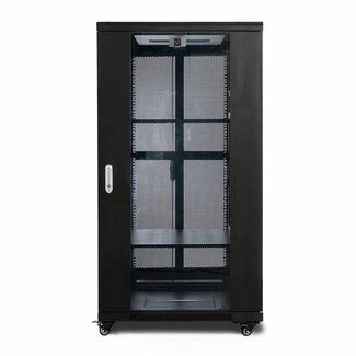 Serveredge CBN-27RU-88FS 27RU Fully Assembled Free Standing Server Cabinet - 800W x 800D x 1387H. Includes Front Glass Door Dual Rear Mesh Doors 1 X 8 Way PDU 1 X 2 Fan Unit 2 X Shelves L- Shaped Rails 40 X Cage Nuts