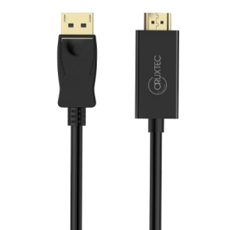 Cruxtec DH4K30H-02-BK Displayport Male to HDMI Male Cable 2m Black -4K/30Hz