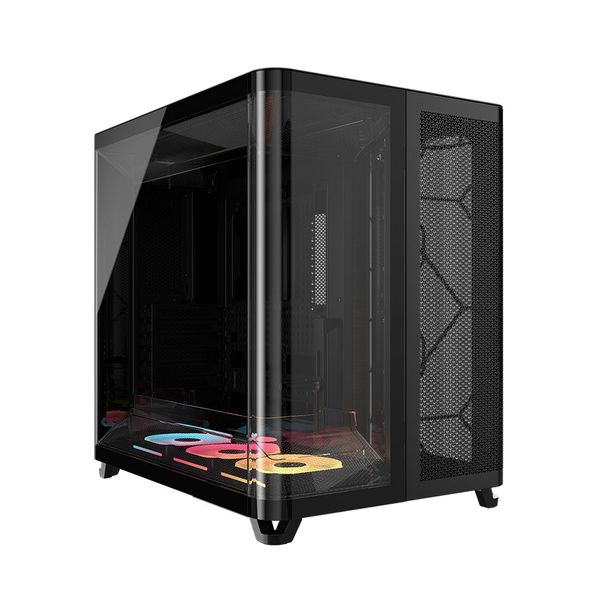 Corsair CC-9011320-WW AIR 5400 LX-R RGB iCUE LINK Triple Chamber Mid-Tower E-ATX Case Black