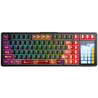 AULA L99-BR-C L99 Tri-mode Mechanical Wireless Keyboard Black+RED Keycaps Caramel Latte Switch with 3.98" Display