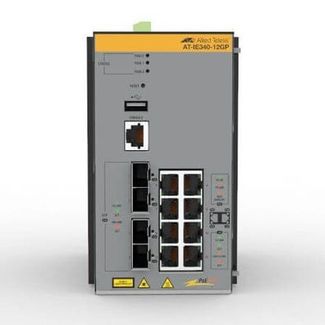 Allied Telesis AT-IE340-12GP-80 8x 10/100/1000T POE+ ports 4x 100/1000X SFP Advanced L3 Industrial Switch