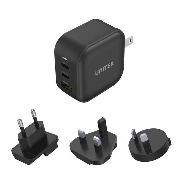 UNITEK P1108ABK 66W Travel Tri GaN 3 Port Travel Charger