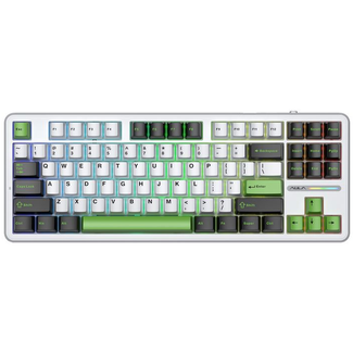 AULA F87-BG-G F87 Wireless Tri-Mode Gasket Mechanical Keyboard Black +White+Green Keycaps