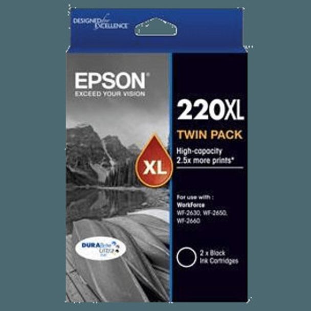 Epson C13T294194 220XL High Capacity DURABrite Ultra Twin Pack Black Ink Cartridge
