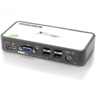 Serveredge KD02UVH2 2-Port USB / VGA Desktop KVM Switch With Audio & USB Hub2.0  - Includes Cables