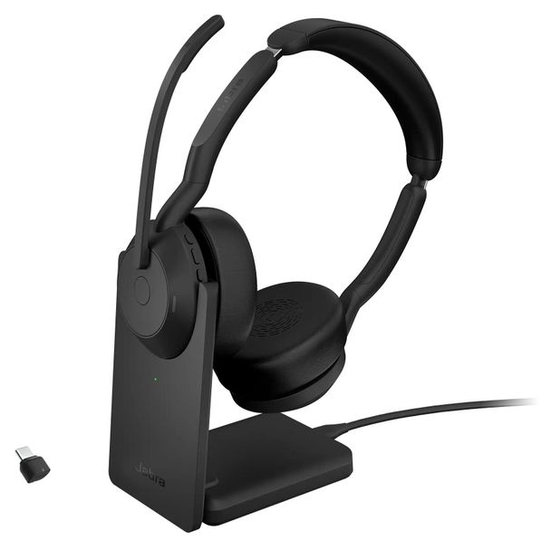 Jabra 25599-989-889 Evolve2 55 UC Stereo Headset with Link380c Dongle and Charging Stand