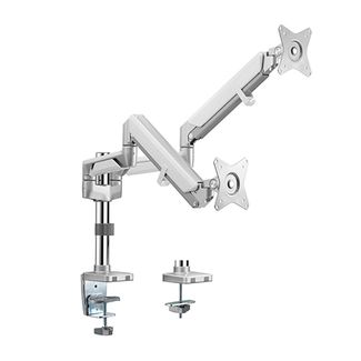 Brateck LDT37-C024P-GG Dual Monitors Pole-Mounted Aluminum Monitor Arm Gloss Grey