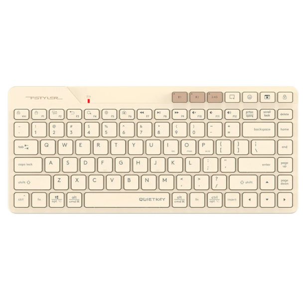 A4tech ERAKA707 FBK26C AS Fstyler Bluetooth & 2.4G Rechargeable Keyboard Portable Compact Size USB Cafe Latte