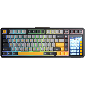 AULA L99-BGY-R L99 Tri-mode Mechanical Wireless Keyboard Black+Grey+Yellow Keycaps Raindrop Switch with 3.98" Display
