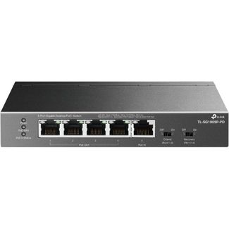 TP-Link TL-SG1005P-PD 5-Port Gigabit Desktop PoE+ Switch with 1-Port PoE++ In & 4-Port PoE+Out
