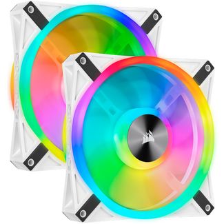 Corsair CO-9050106-WW WHITE QL140 RGB, 140mm RGB LED Fan, Dual Pack with Lighting Node CORE