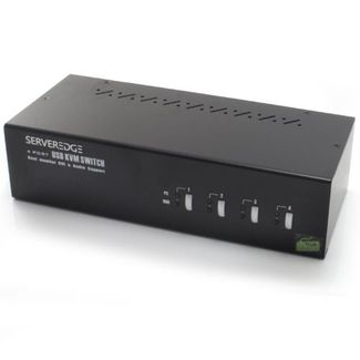 Serveredge SEDDMDL704A 4-Port Dual Monitors DVI USB KVM Switch with Audio & Mic - Includes Cables