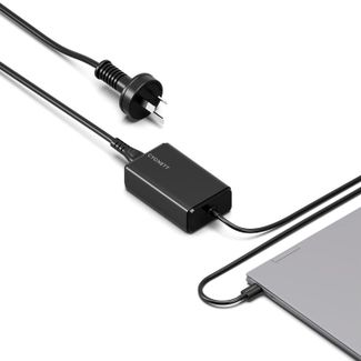 Cygnett CY5071PDWCH PowerMaxx 65W PD GaN Laptop Charger with Integrated USB-C Cable 1M Black
