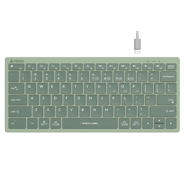 A4tech ERAKA715 FBX51C Fstyler Bluetooth & 2.4G Scissor Switch Compact Keyboard Type C Matcha Green