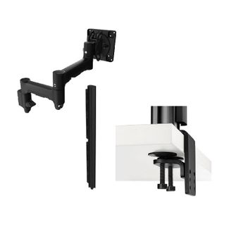 Atdec AWMS-2-46H75-H-B+B Dual Heavy Duty Monitor Arms Tall Post HD F-Clamp Black