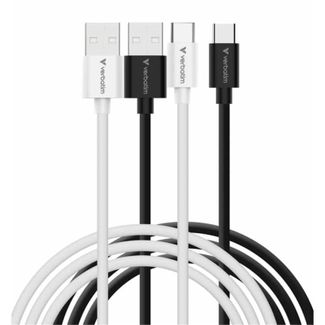 Verbatim 32393 Essentials Sync and Charge Cable USB-C to USB-A Black/White 1m 2 Pack