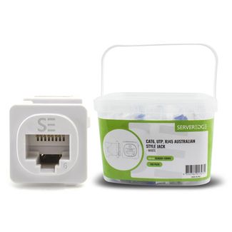 Serveredge CLMJC6-100WH Cat6 UTP RJ45 Australian Style Jack - White - Pack of 100 