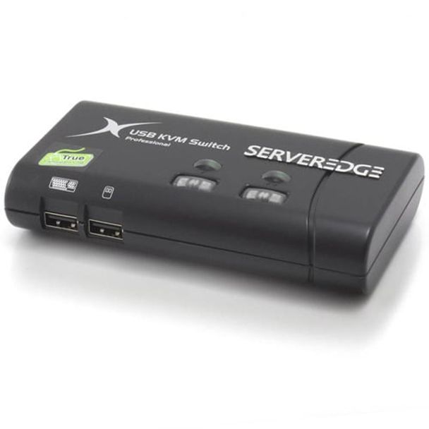 Serveredge KD2BKUV 2-Port Slimline USB / VGA Desktop KVM Switch - Includes Cables