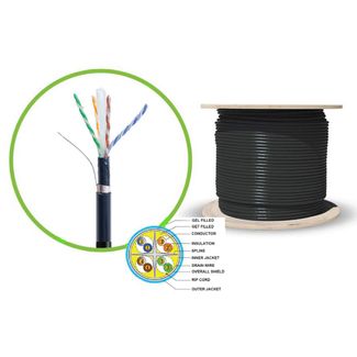 Serveredge C6AJEFUTSL305-BK Cat6A 305M Black FUTP Shielded Jelly Filled Outdoor Underground Solid Netowrk Cable