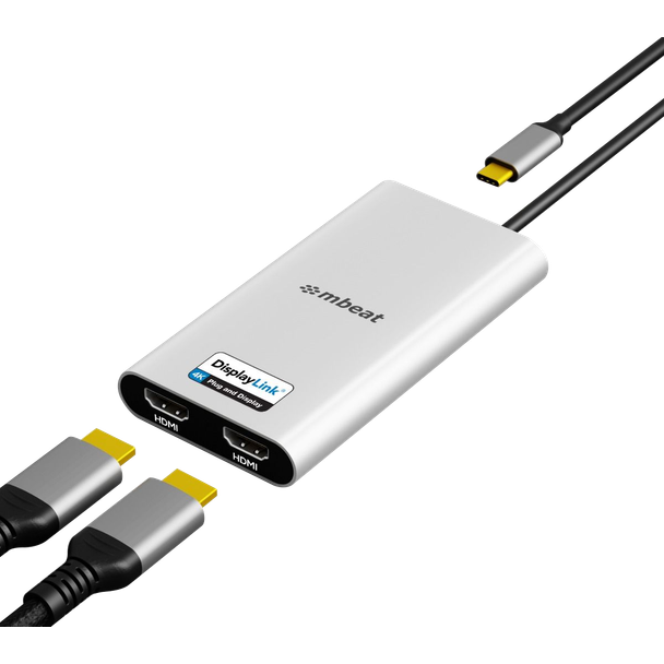 mBeat MB-DLA-CD2H USB-C Dual 4K HDMI DisplayLink Adapter