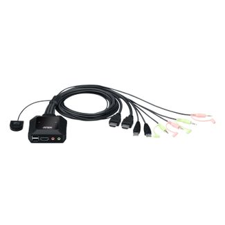 Aten CS22H-AT 2 Port USB 4K @60Hz HDMI Cable KVM Switch with Remote Port Selector