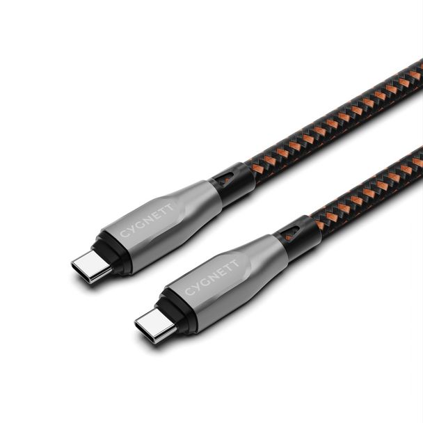 Cygnett CY4711PCTYC Armoured Pro 1m USB4.0 USB-C to USB-C Cable Black/Orange (240W)