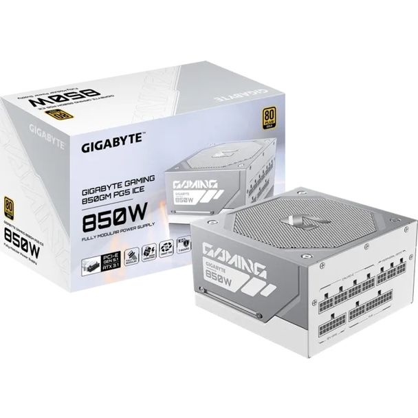 Gigabyte GP-GME850GM PG5 ICE GAMING PG5 850GM PG5 80+ Gold 850W ATX3.1 Fully Modular Power Supply White