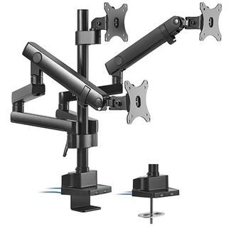 Brateck LDT20-C036UP Triple Monitor Aluminum Slim Pole Held Mechanical Spring Monitor Arm