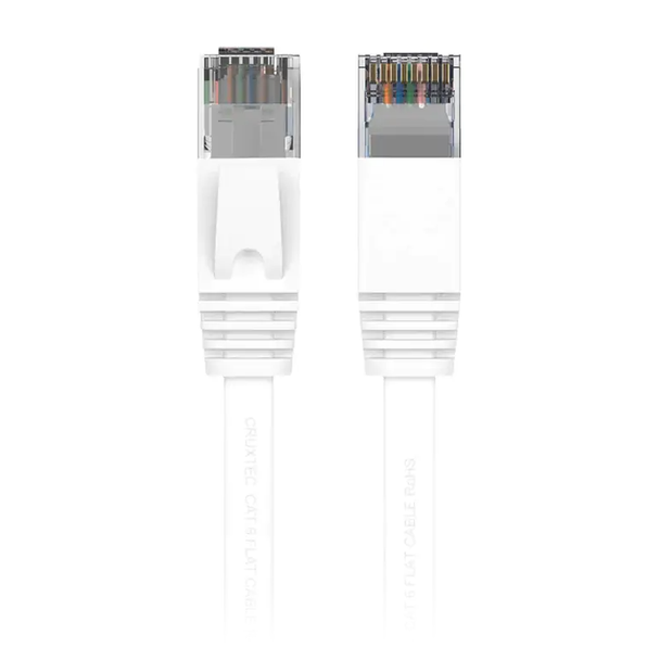 Cruxtec FC6-050-WH CAT6 UTP Flat Ethernet Cable White 5m