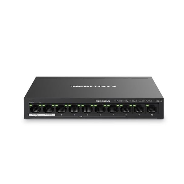 TP-Link Mercusys MS110P 10 Port 10/100 Mbps Desktop Switch with 8 Port PoE+