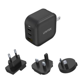 UNITEK P1108ABK 66W Travel Tri GaN 3 Port Travel Charger