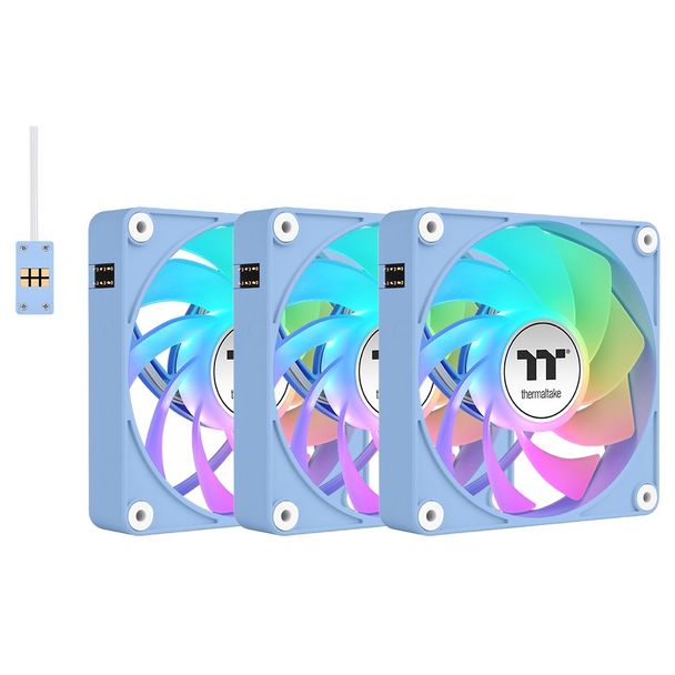Thermaltake CL-F198-PL12BU-A CT120 120mm EX Reverse ARGB Magnetic Connect PWM Fans Blue 3-Pack