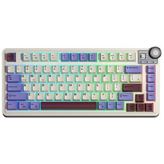 AULA AU75-SB-S AU75 Gasket 3 in 1 Mechanical Wireless Keyboard Glacier Blue Keycaps Light Blue+White+Black Purple Star vector switch