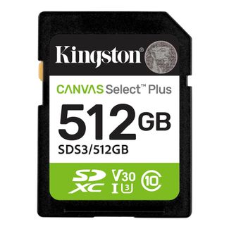 Kingston SDS3/512GB 512GB SDXC Canvas Select Plus Gen3 C10 UHS-I U3 V30 Memory Card