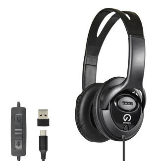 Shintaro SH-123 Over-The-Ears USB-C Headset with USB-C to USB-A Adapter