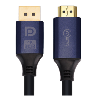 Cruxtec DH4K60H-02-BK Displayport Male to HDMI Male Cable 2m Black -4K/60Hz