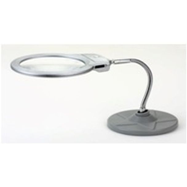 2.5x and 10x Desktop Magnifier with 2 LED Lights Silver Base ZD-126-1