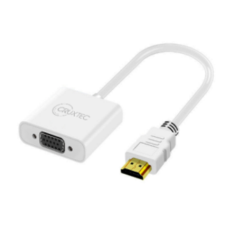 Cruxtec HTV18A-WH HDMI Male to VGA Female Cable Adapter with Audio