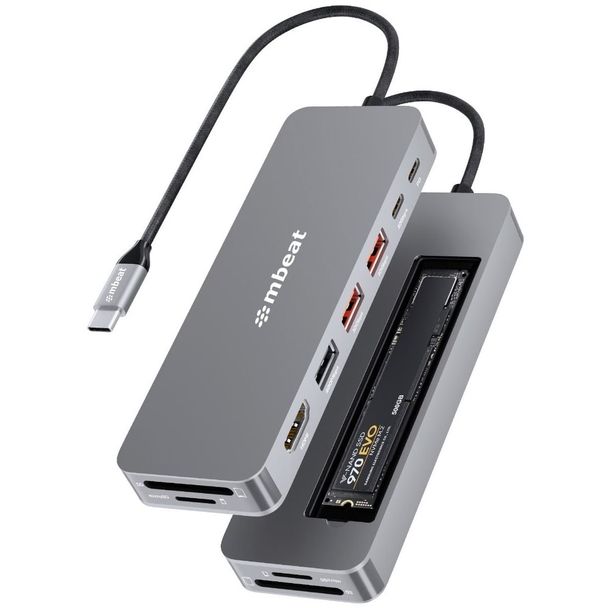 mbeat MB-UCD-HS9 Elite 9-in-1 USB-C Multiport Hub with Built-in M.2 NVMe SSD Enclosure